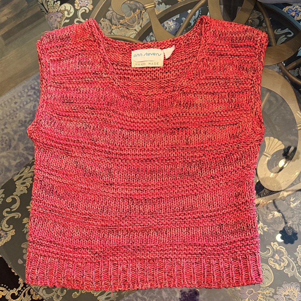 Coral Knit Sleeveless Sweater Vest | Cozy Textured Knit Top. Hand Made